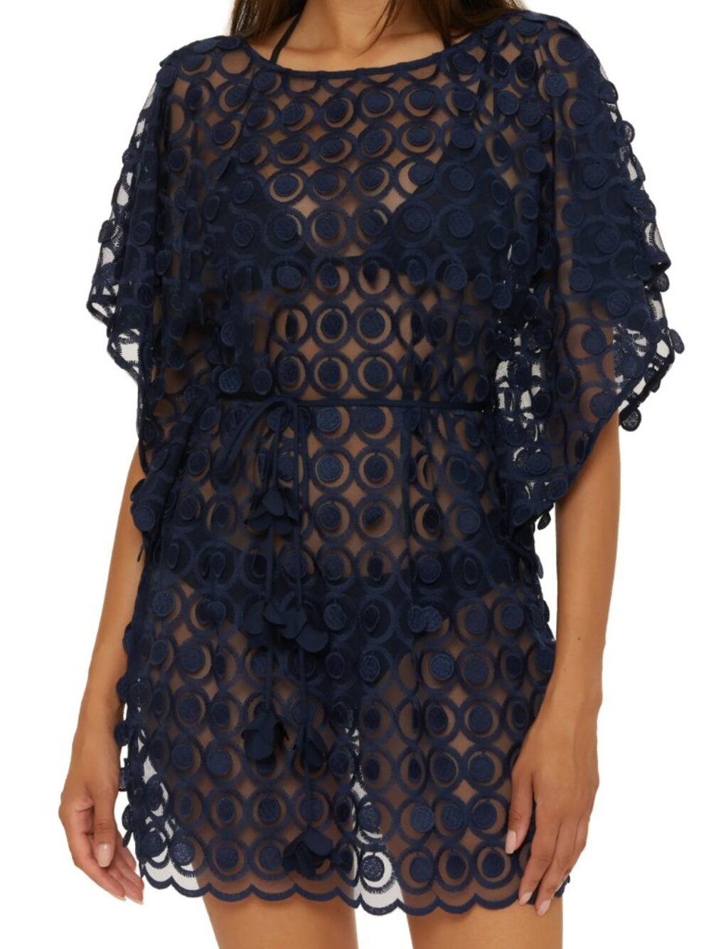 Trina Turk | Bubbly Sheer Cover-Up Tunic in Navy Size S/M